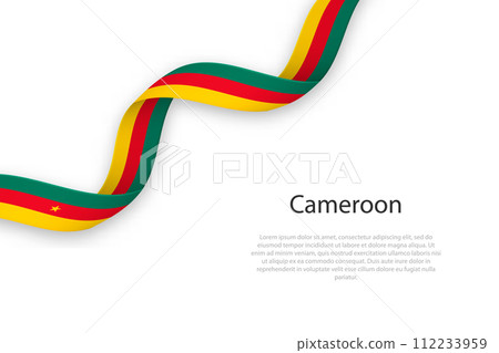 Waving ribbon with flag of Cameroon 112233959