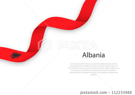 Waving ribbon with flag of Albania Waving ribbon with flag of Albania 112233988