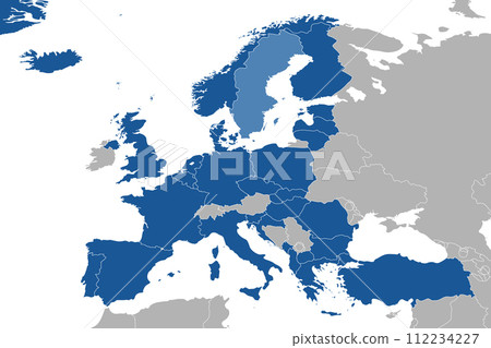 North Atlantic organization member states on map of the Europe 112234227