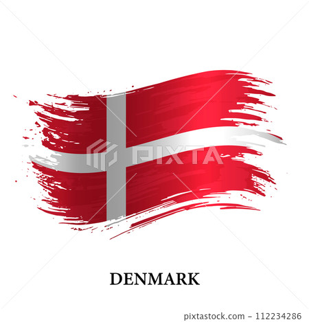 Grunge flag of Denmark, brush stroke vector 112234286