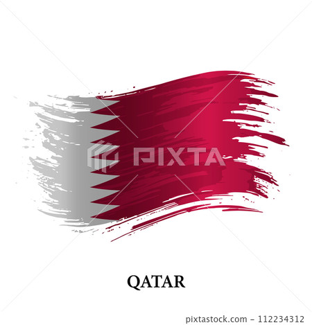 Grunge flag of Qatar, brush stroke background 112234312