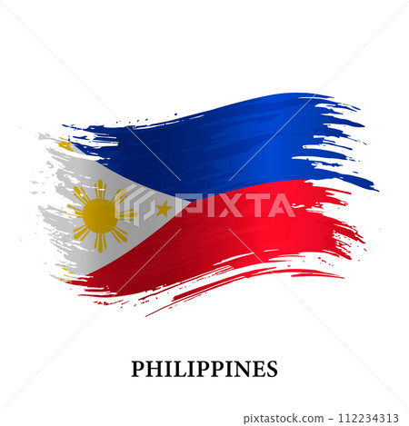 Grunge flag of Philippines, brush stroke background 112234313
