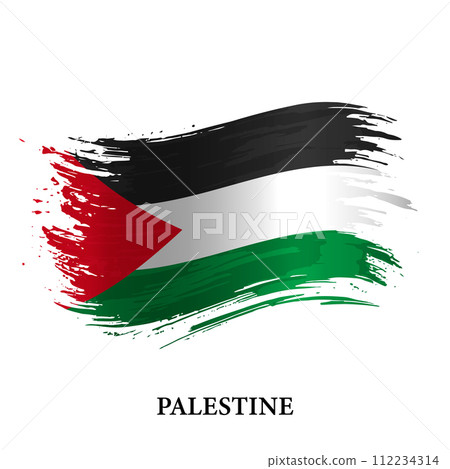 Grunge flag of Palestine, brush stroke background 112234314
