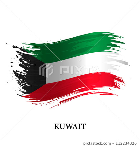 Grunge flag of Kuwait, brush stroke background 112234326