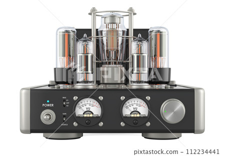 Vacuum tube amplifier, 3D rendering Vacuum tube amplifier, 3D rendering 112234441