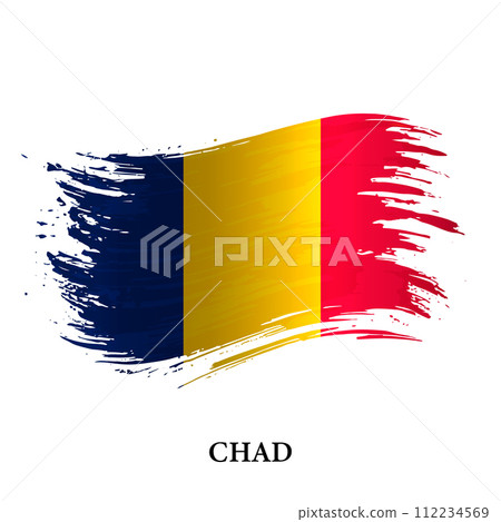 Grunge flag of Chad, brush stroke vector 112234569