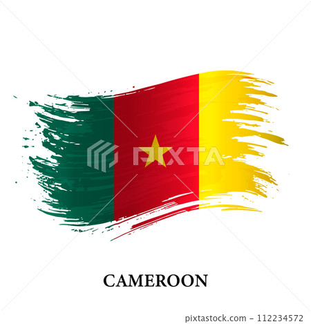 Grunge flag of Cameroon, brush stroke vector 112234572