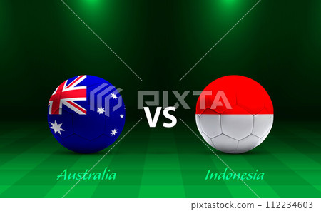 Australia vs  Indonesia soccer scoreboard broadcast template for asia 2023 112234603