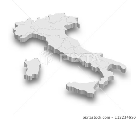 3d Italy white map with regions isolated 3d Italy white map with regions isolated 112234650