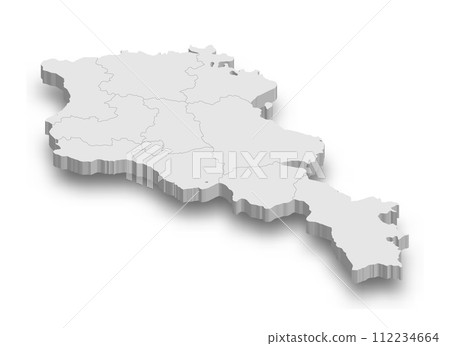 3d Armenia white map with regions isolated 112234664