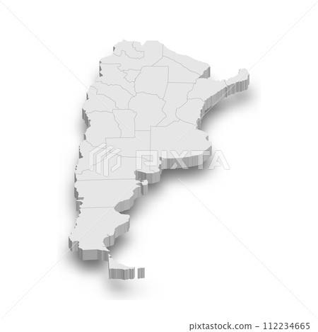 3d Argentina white map with regions isolated 112234665