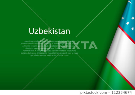 Uzbekistan national flag isolated on background with copyspace Uzbekistan national flag isolated on background with copyspace 112234674