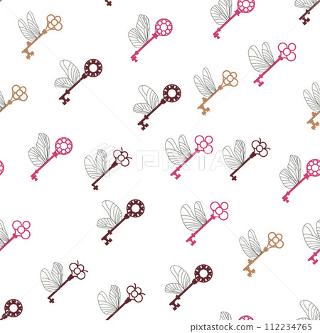 Seamless pattern with magic keys with wings. Seamless pattern with magic keys with wings. 112234765