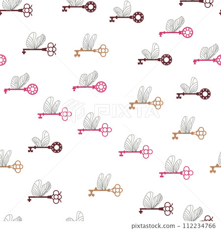 Seamless pattern with magic keys with wings. Seamless pattern with magic keys with wings. 112234766