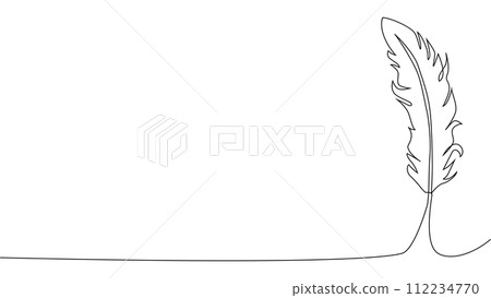 Self-drawing of continuous drawing of one line of feathers 112234770
