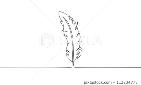 Self-drawing of continuous drawing of one line of feathers 112234775