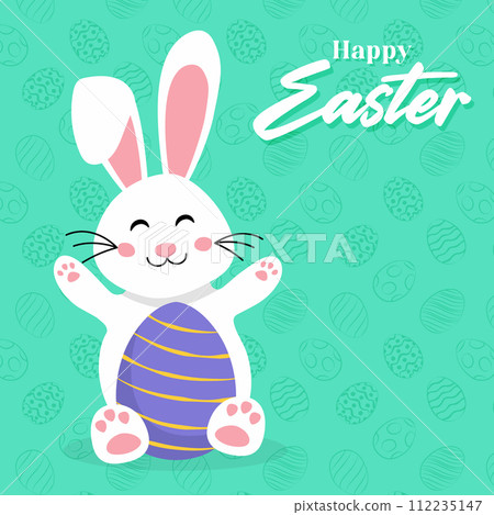 Happy Easter card with easter bunny Happy Easter card with easter bunny 112235147