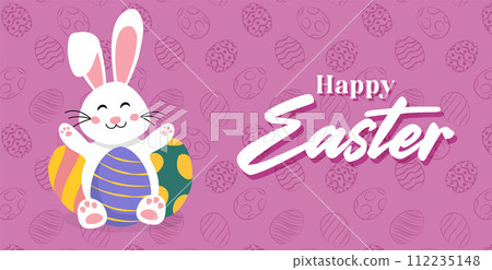 Happy Easter card with easter bunny Happy Easter card with easter bunny 112235148