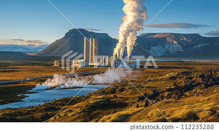 Factory Emitting Smoke From Stacks Factory Emitting Smoke From Stacks 112235288