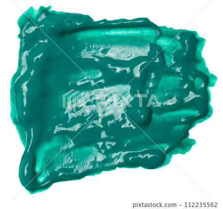 Watercolor brush stroke of green paint on a white isolated background 112235562