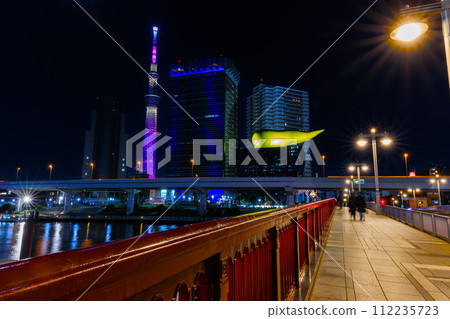 東京都台東區吾妻橋夜景 東京都台東區吾妻橋夜景 112235723