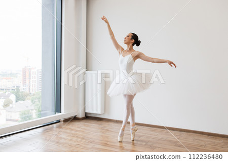 Classical Ballet dancer side view. 112236480
