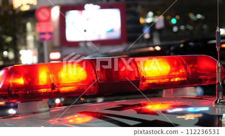 Police lamp 2 that glows red at night 112236531