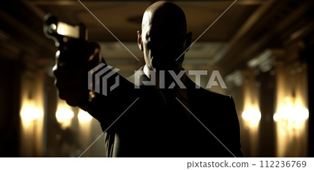 Man holding a gun 112236769