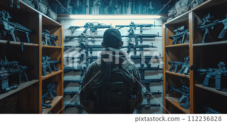 man choosing gun man choosing gun 112236828