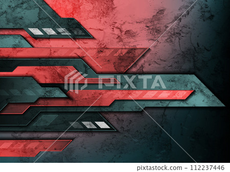Blue red grunge tech geometric abstract background Blue red grunge tech geometric abstract background 112237446