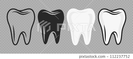 Vector Cartoon Tooth. Design Template for Promoting Dental Care and Toothpaste. Healthy Oral Hygiene Concept. Flat Vector Tooth. Front View Vector Cartoon Tooth. Design Template for Promoting Dental Care and Toothpaste. Healthy Oral Hygiene Concept. Flat Vector Tooth. Front View 112237752