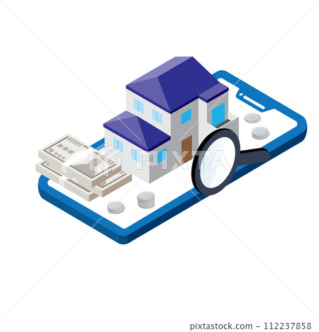 Image illustration of online appraisal of detached houses and real estate Image illustration of online appraisal of detached houses and real estate 112237858