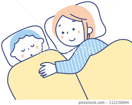 A mother putting her child to bed 112238004