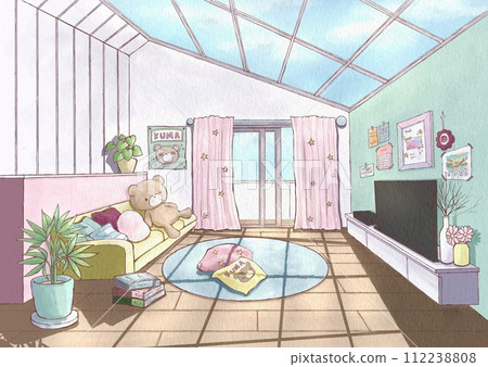 色彩繽紛可愛的房間的插圖 112238808