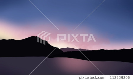 Illustration material: Beautiful scene shining in the sunrise over the sea - size 16:9 112239206