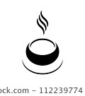 logo of a black and white cup of coffee with three layers of smoke 112239774