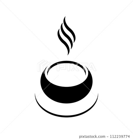 logo of a black and white cup of coffee with three layers of smoke 112239774