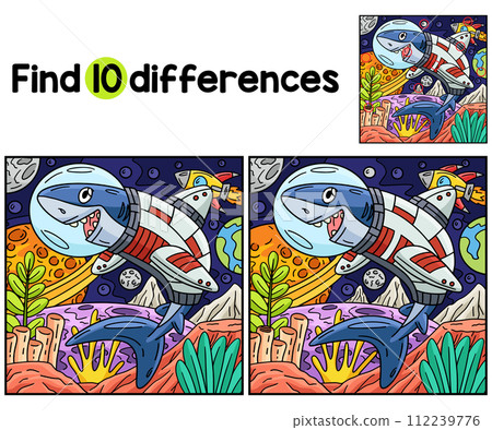 Space Shark Find The Differences 112239776