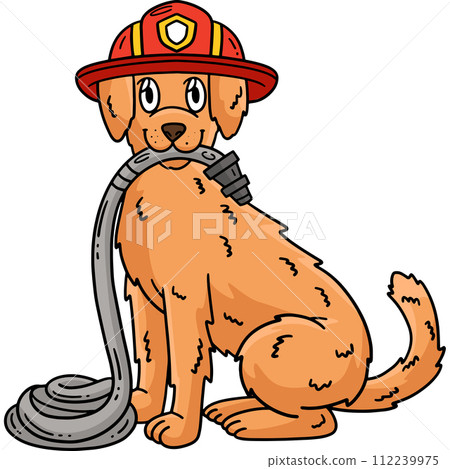 Firefighter Dog Cartoon Colored Clipart  Firefighter Dog Cartoon Colored Clipart  112239975
