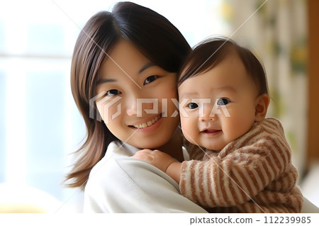 Baby and mom portrait 3 AI generated image 112239985