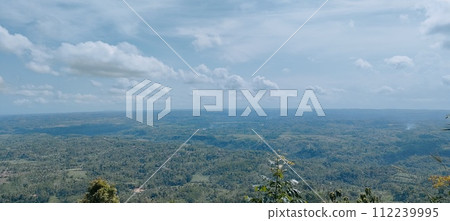 Beautiful view from the top of a high hill 112239995