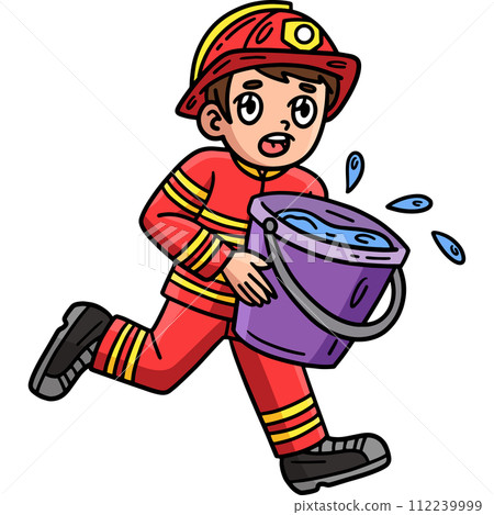 Firefighter with Water Bucket Cartoon Clipart Firefighter with Water Bucket Cartoon Clipart 112239999