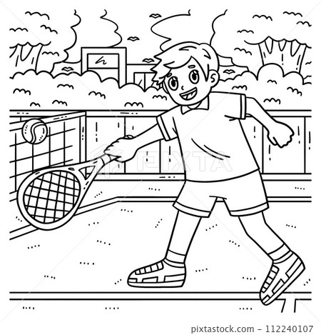 Tennis Player Reaching Tennis Ball Coloring Page  112240107