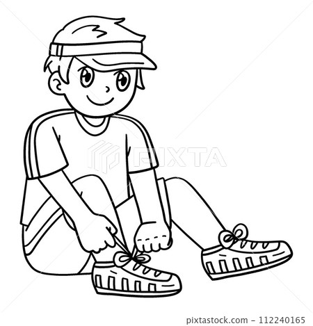 Tennis Boy Wearing Tennis Shoes Isolated Coloring 112240165