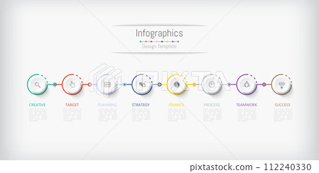 Infographic 8 options design elements for your business data. Vector Illustration. Infographic 8 options design elements for your business data. Vector Illustration. 112240330