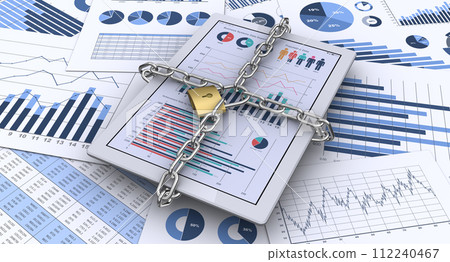 Seal your tablet PC with a chain and padlock to prevent information leaks 112240467
