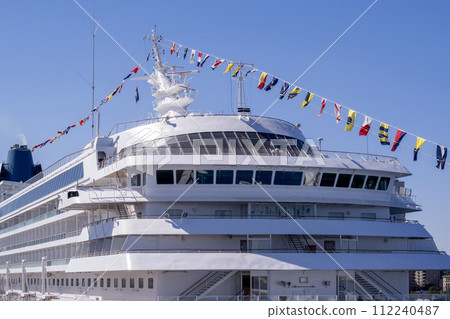 Luxury cruise ship bridge against the blue sky Luxury cruise ship bridge against the blue sky 112240487