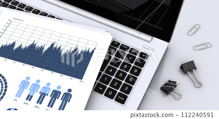 商業材料和筆記型電腦、商業策略建構和數據分析的圖像 112240591