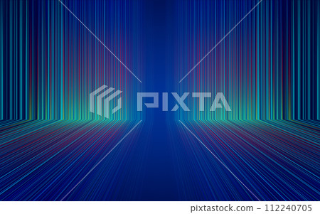 彩色延伸光纖線條空間網絡與科技場景背景 112240705