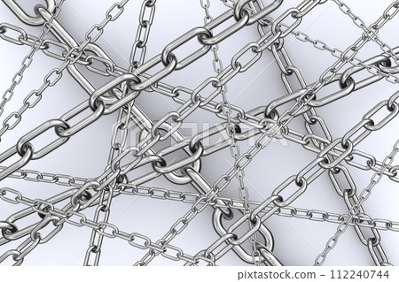 multiple intersecting metal chains 112240744